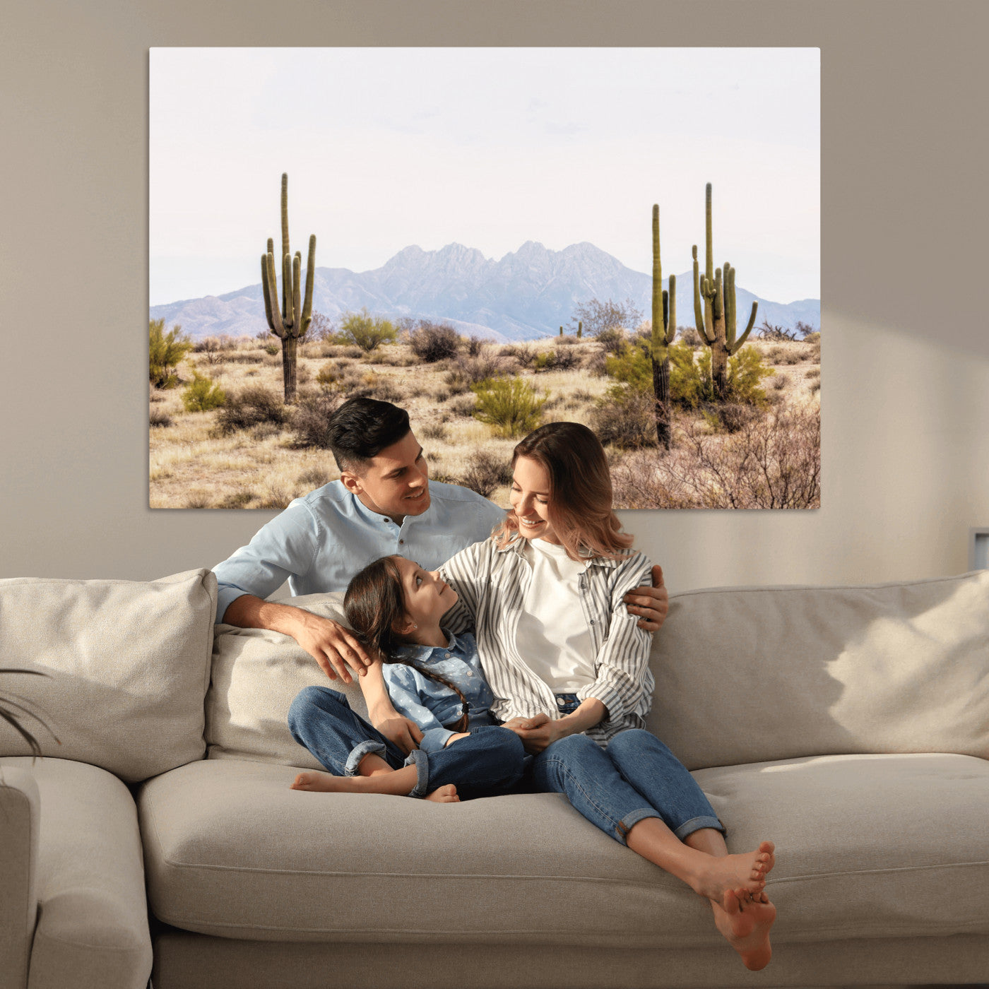 97436-MGV-CV-36X24-Arizona Desert Wall Art Print | Arizona Desert Canvas Print with Saguaro Cacti | Southwestern Landscape Wall Art | Framed Farmhouse Decor