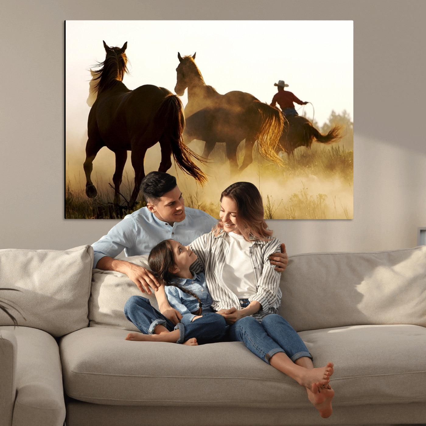 49068-MGV-CV-36X24-Horses and Cowboys Wall Art Canvas Print