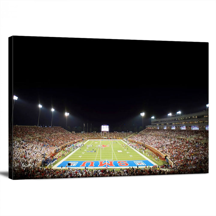 SMU Mustangs Football Team Print - Dallas Gerald J. Ford Stadium Wall Art Canvas Print