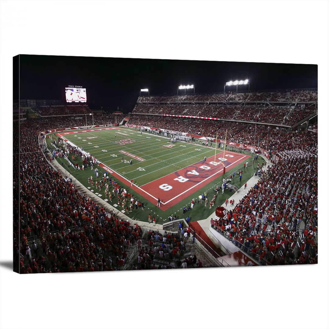 Houston Cougars Football Team Print - Houston TDECU Stadium Wall Art Canvas Print