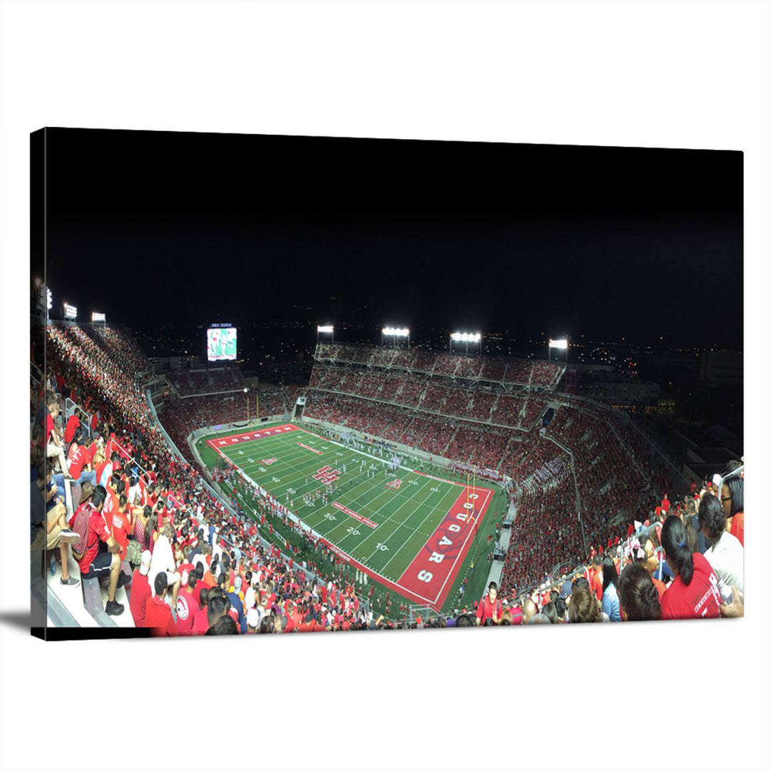 Houston Cougars Football Team Print - Houston TDECU Stadium Wall Art Canvas Print