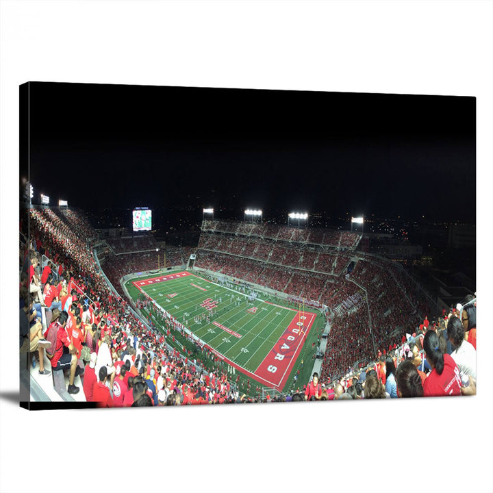 Houston Cougars Football Team Print - Houston TDECU Stadium Wall Art Canvas Print