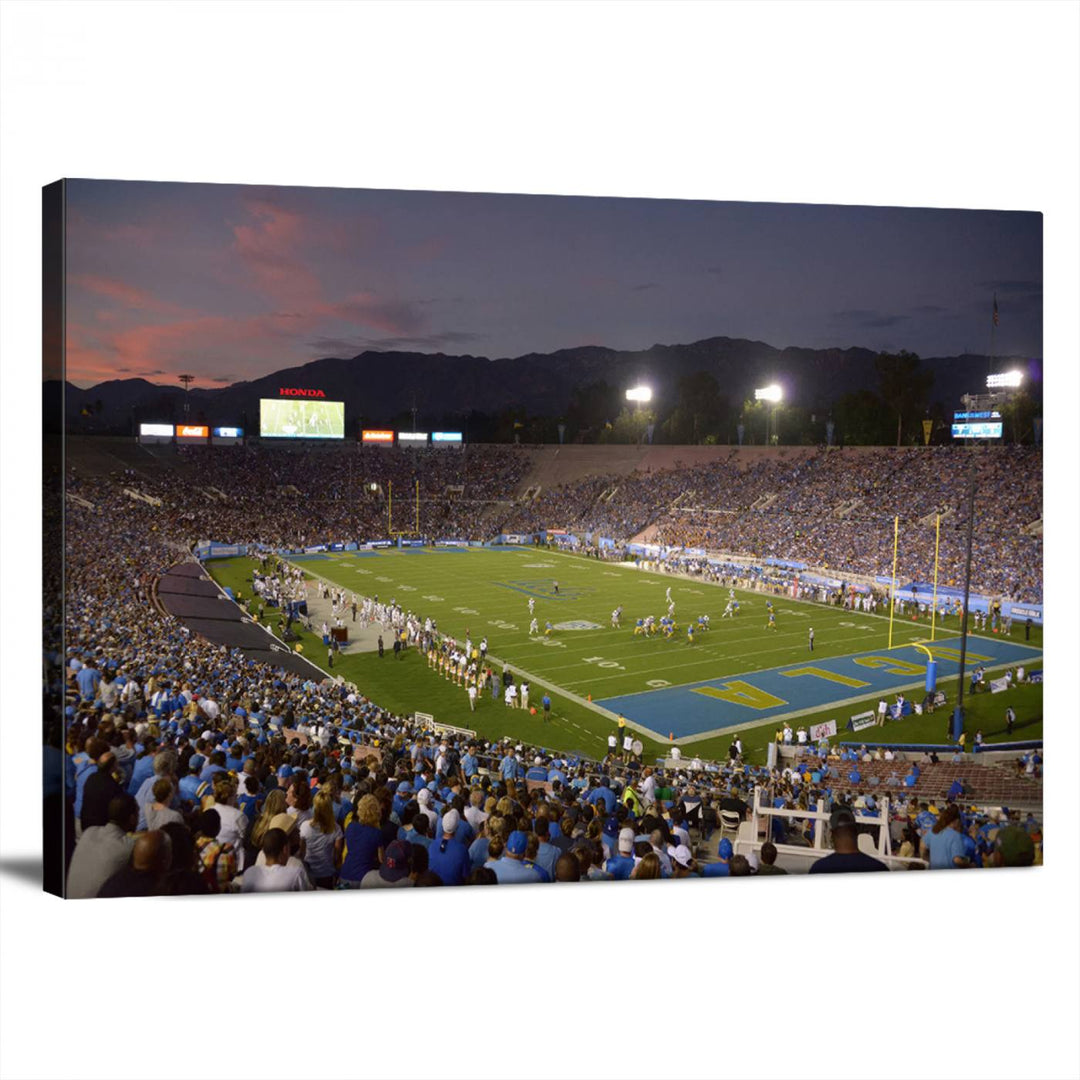 UCLA Bruins Football Team Print - Pasadena Rose Bowl Stadium Wall Art Canvas Print