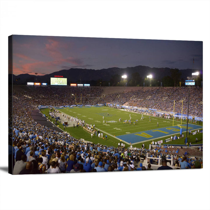 UCLA Bruins Football Team Print - Pasadena Rose Bowl Stadium Wall Art Canvas Print