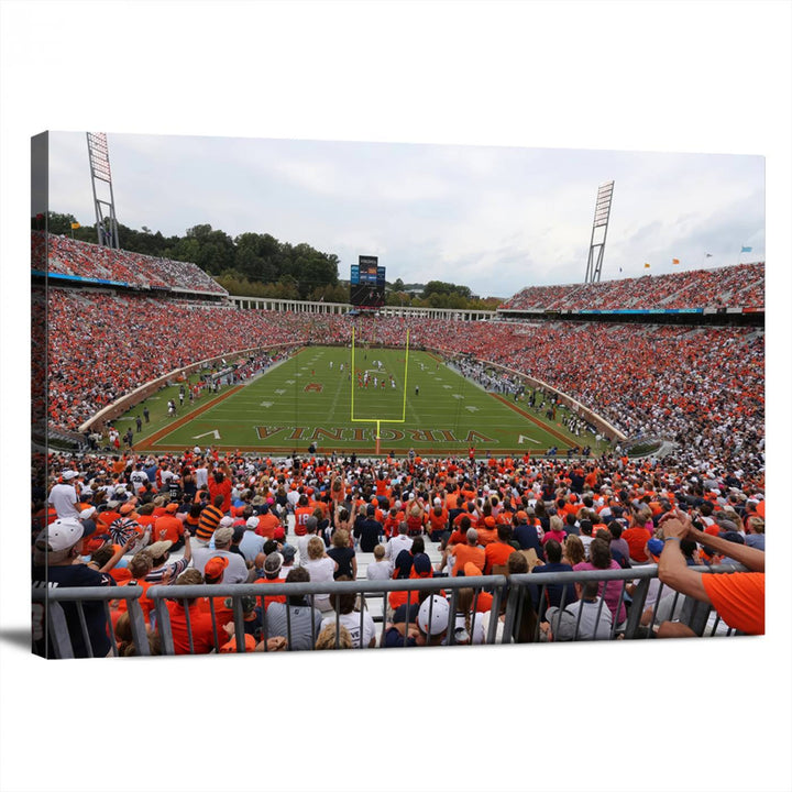 Virginia Cavaliers Football Team Print - Charlottesville Scott Stadium Wall Art Canvas Print