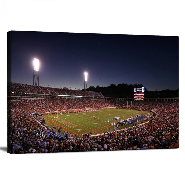 Virginia Cavaliers Football Team Print - Charlottesville Scott Stadium Wall Art Canvas Print