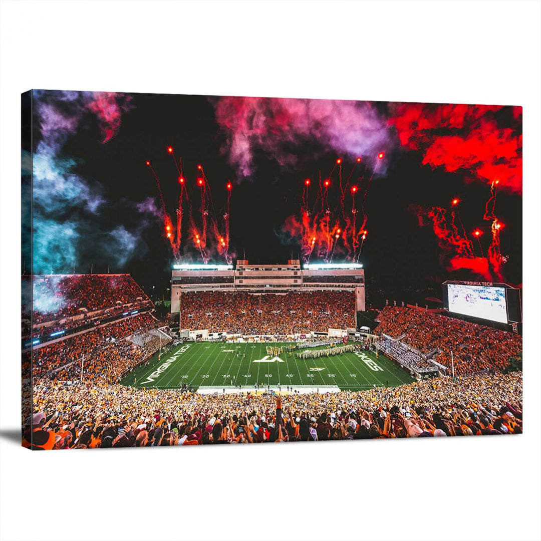 Virginia Tech Hokies Football Team Print - Blacksburg Lane Stadium Wall Art Canvas Print