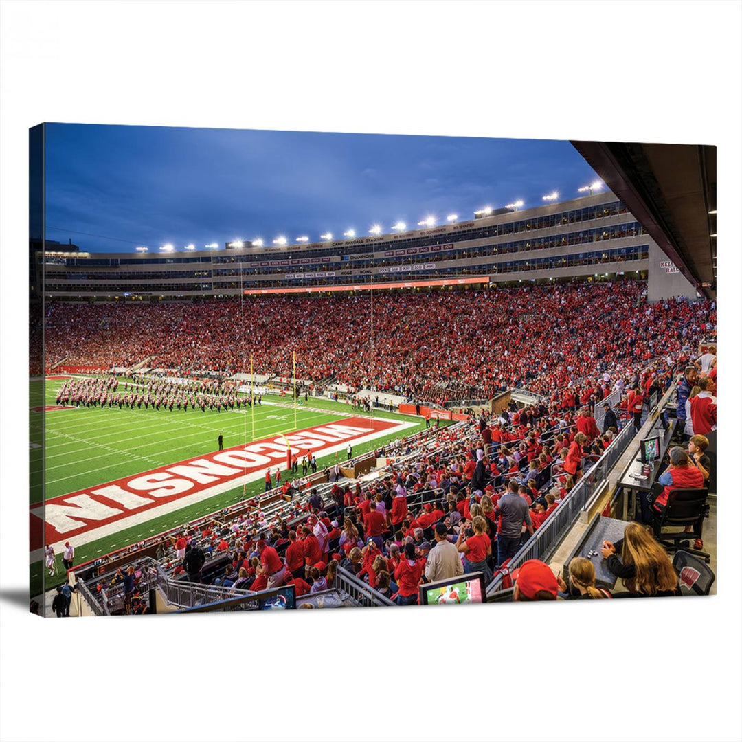 Wisconsin Badgers Football Team Print - Madison Camp Randall Stadium Wall Art Canvas Print