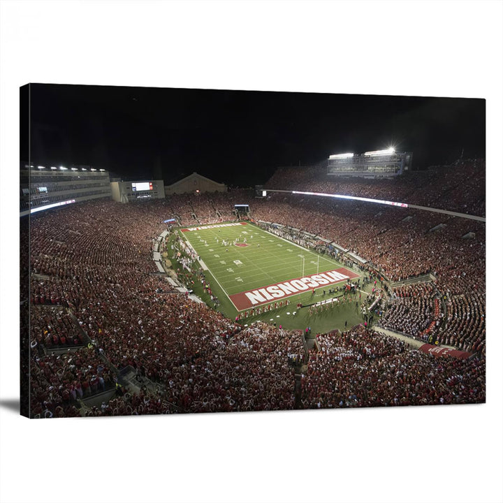 Wisconsin Badgers Football Team Print - Madison Camp Randall Stadium Wall Art Canvas Print