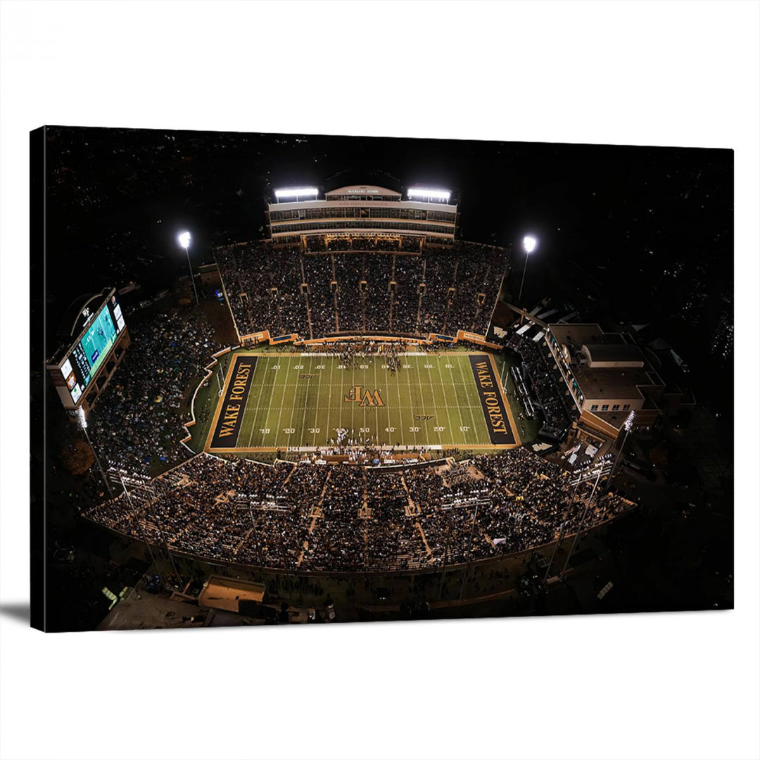 Wake Forest University Demon Deacons Football Team Print - Winston-Salem Allegacy Federal Credit Union Stadium Wall Art Canvas Print