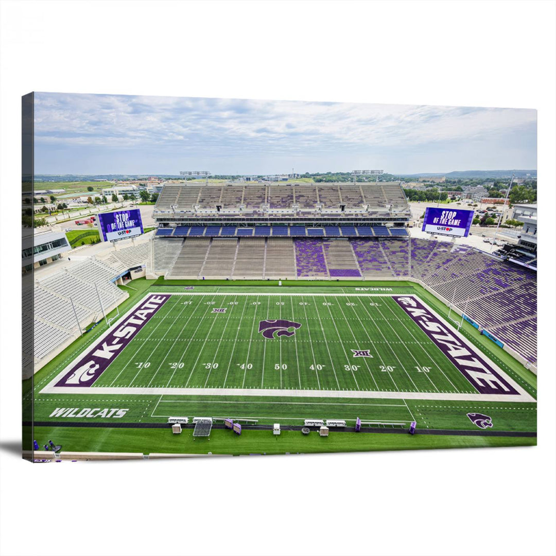 KState Wildcats Football Team Print - Manhattan Bill Snyder Family Football Stadium Wall Art Canvas Print