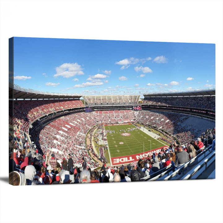 University of Alabama Crimson Tide Football Team Print - Tuscaloosa Bryant-Denny Stadium Wall Art Canvas Print