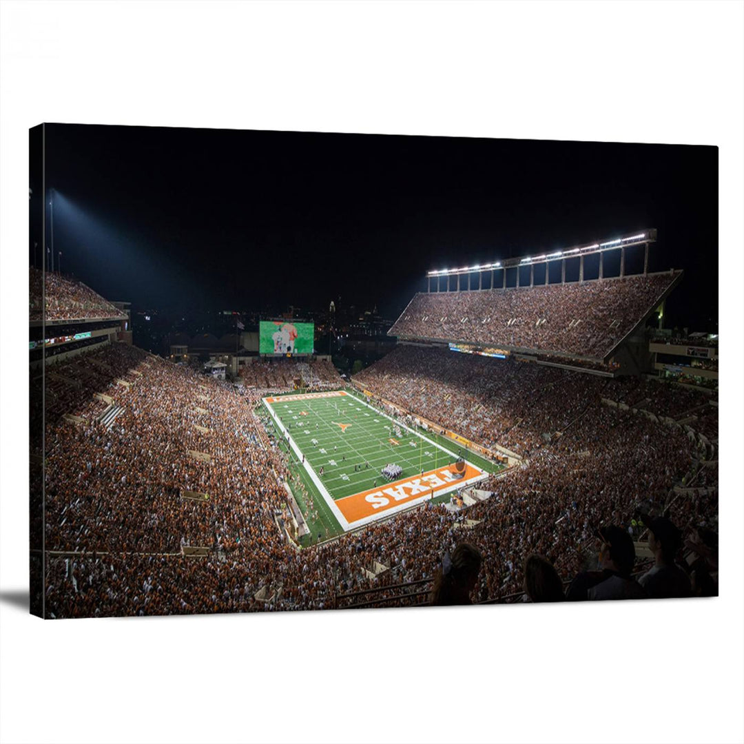 University of Texas Longhorns Football Team Print Austin Darrell K Royal Texas Memorial Stadium Wall Art Canvas Print