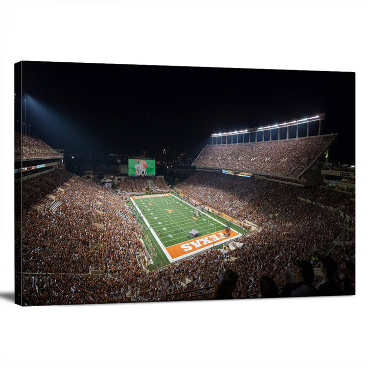 University of Texas Longhorns Football Team Print Austin Darrell K Royal Texas Memorial Stadium Wall Art Canvas Print