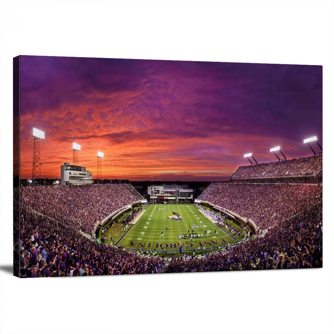 East Carolina University Pirates Football Team Print - Greenville Dowdy-Ficklen Stadium Wall Art Canvas Print