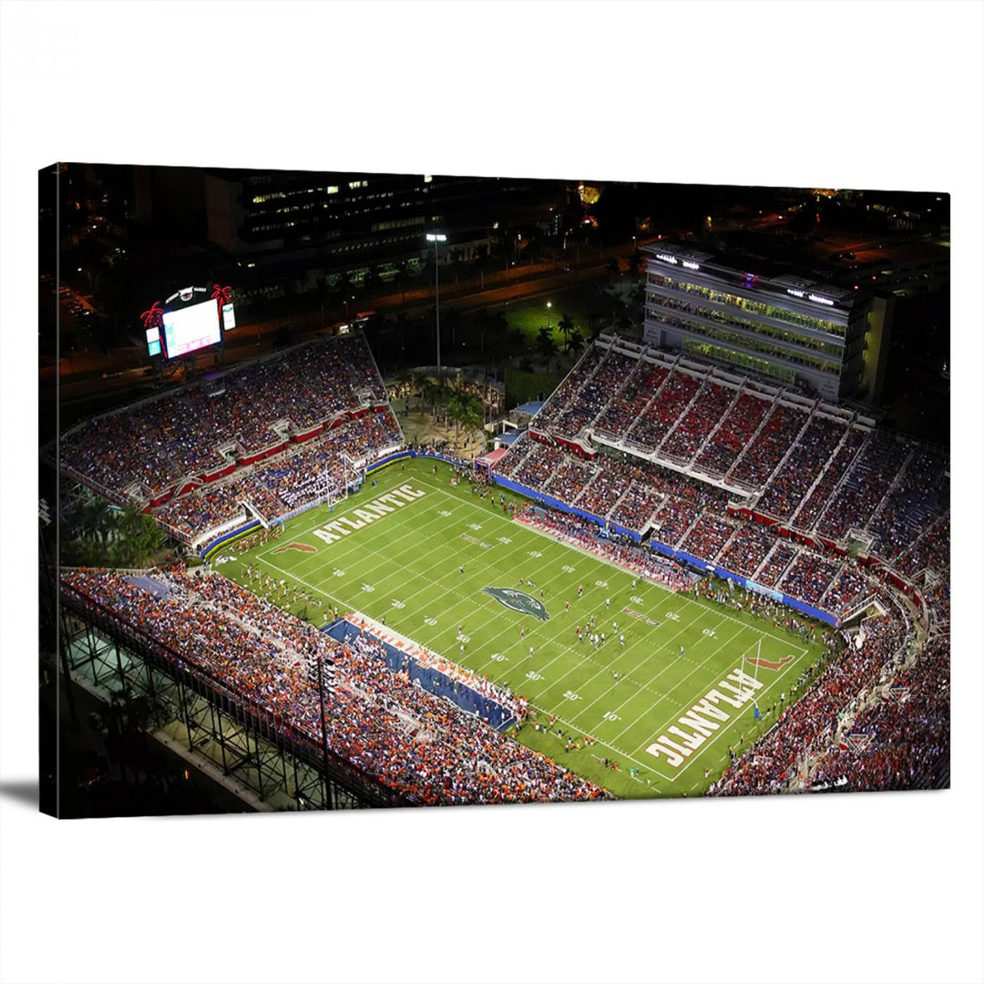 Florida Atlantic University Owls Football Team Print - Boca Raton FAU Stadium Wall Art Canvas Print