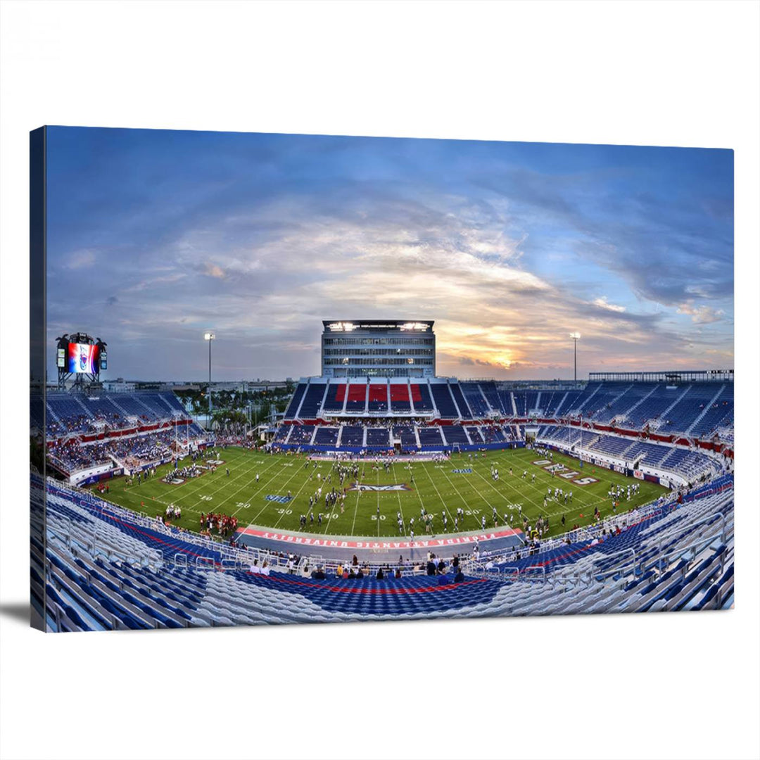 Florida Atlantic University Owls Football Team Print - Boca Raton FAU Stadium Wall Art Canvas Print