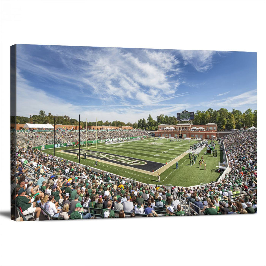 University of Charlotte 49ers Football Team Print - Charlotte Jerry Richardson Stadium Wall Art Canvas Print