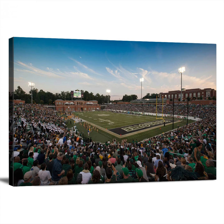 University of Charlotte 49ers Football Team Print - Charlotte Jerry Richardson Stadium Wall Art Canvas Print