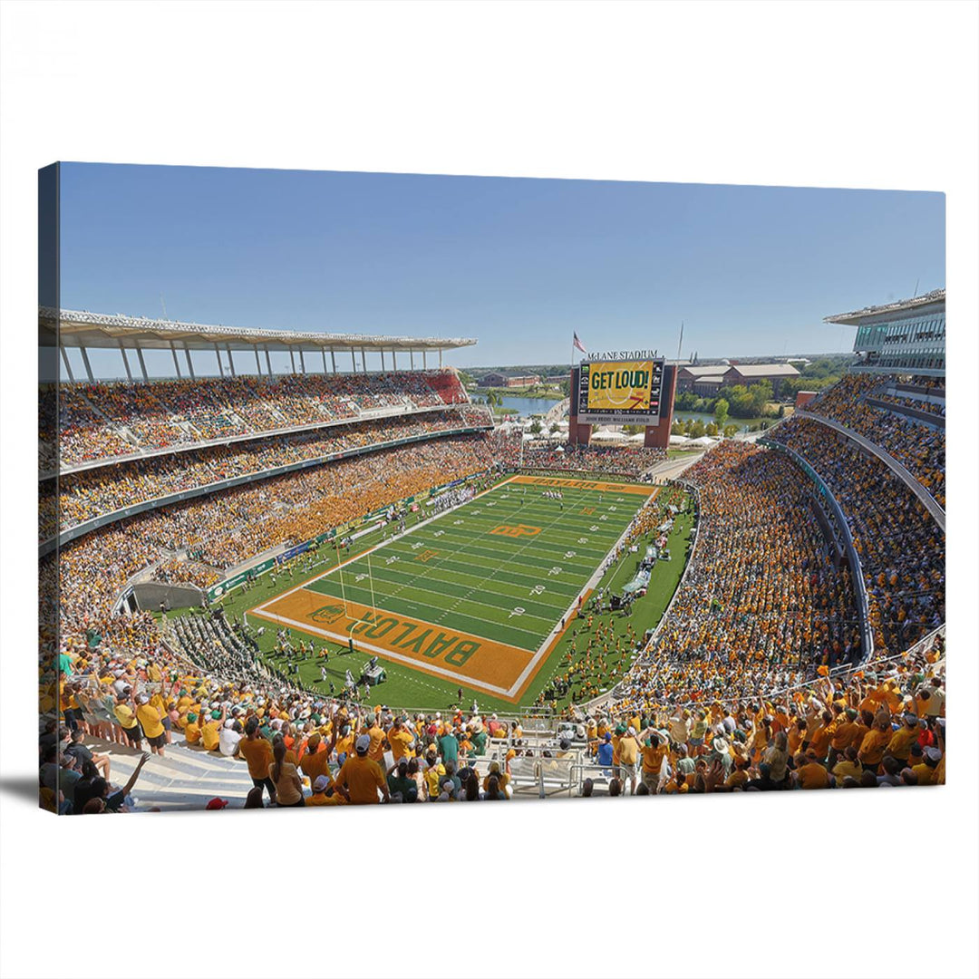 Baylor University Bears Football Team Print - Waco McLane Stadium Wall Art Canvas Print