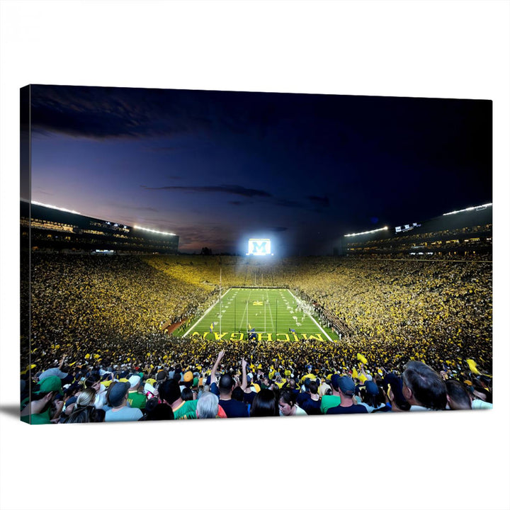 University of Michigan Wolverines Football Team Print - Ann Arbor Michigan Stadium Wall Art Canvas Print