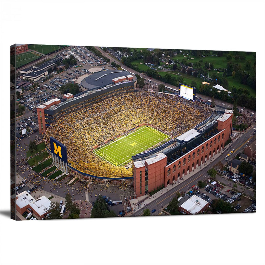 University of Michigan Wolverines Football Team Print - Ann Arbor Michigan Stadium Wall Art Canvas Print