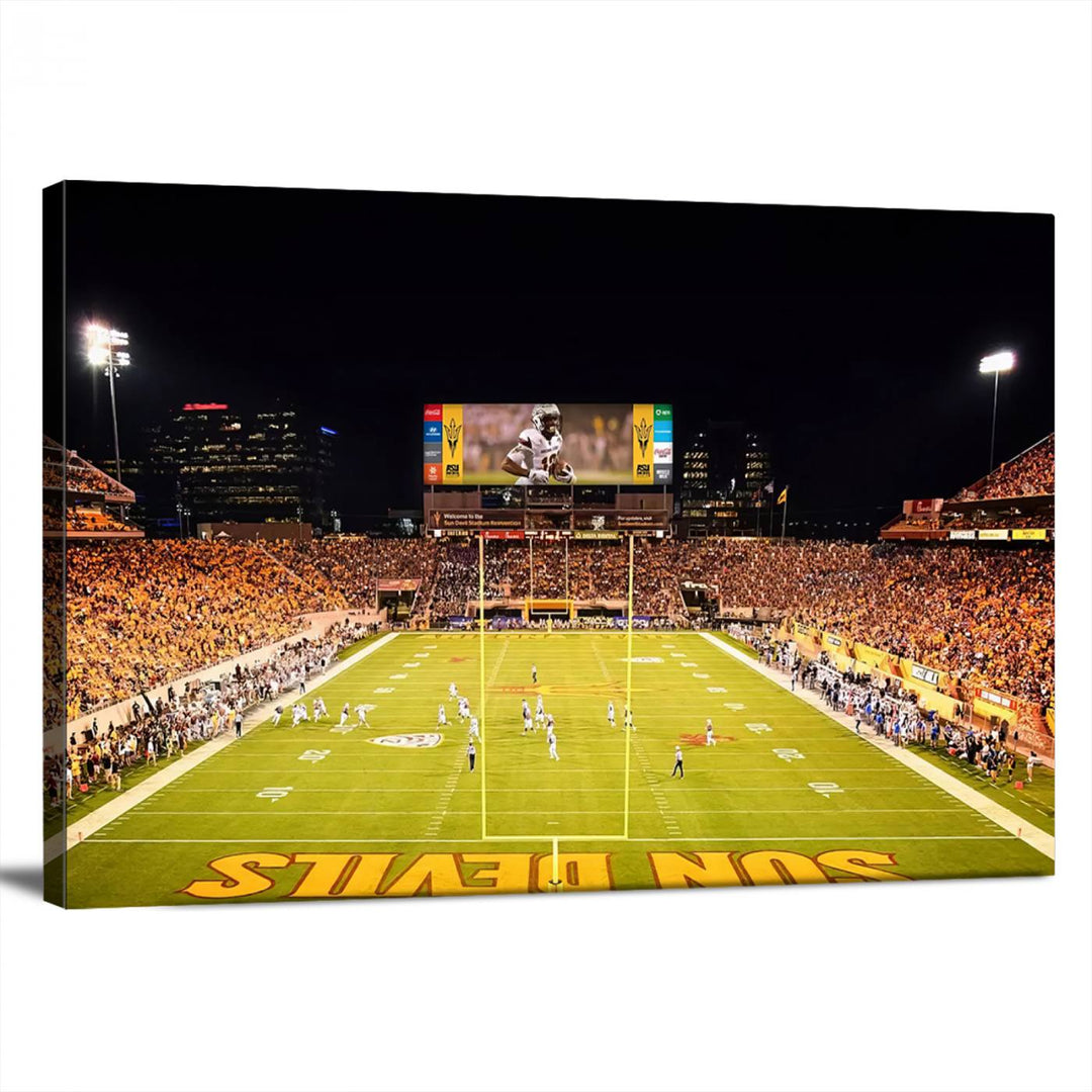 ASU Sun Devils Football Team Print - Phoenix Mountain America Stadium Wall Art Canvas Print