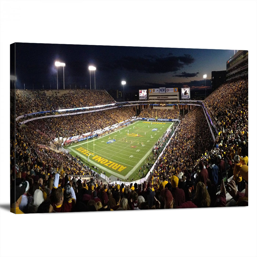 ASU Sun Devils Football Team Print - Phoenix Mountain America Stadium Wall Art Canvas Print