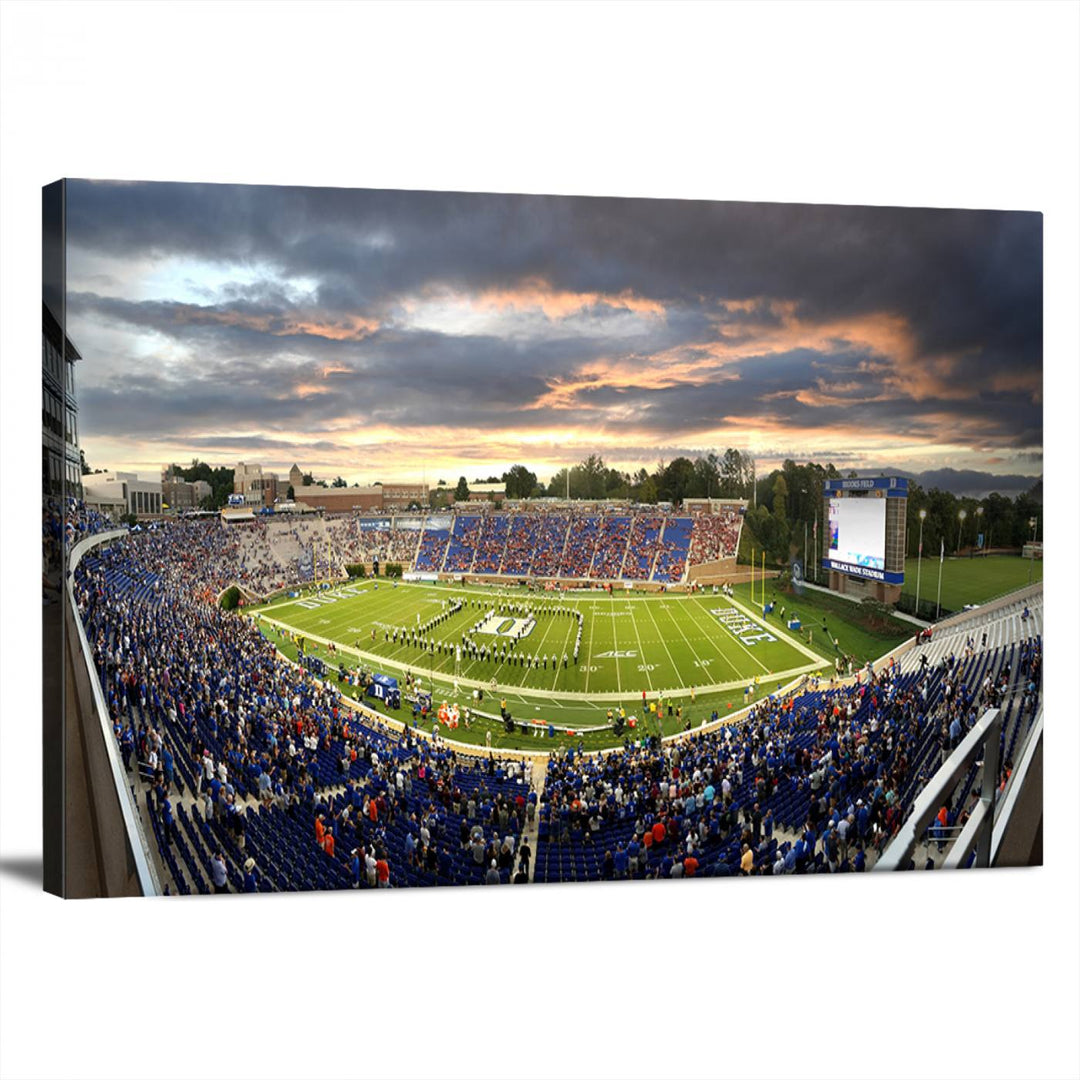 Duke University Blue Devils Football Team Print - Durham Wallace Wade Stadium Wall Art Canvas Print