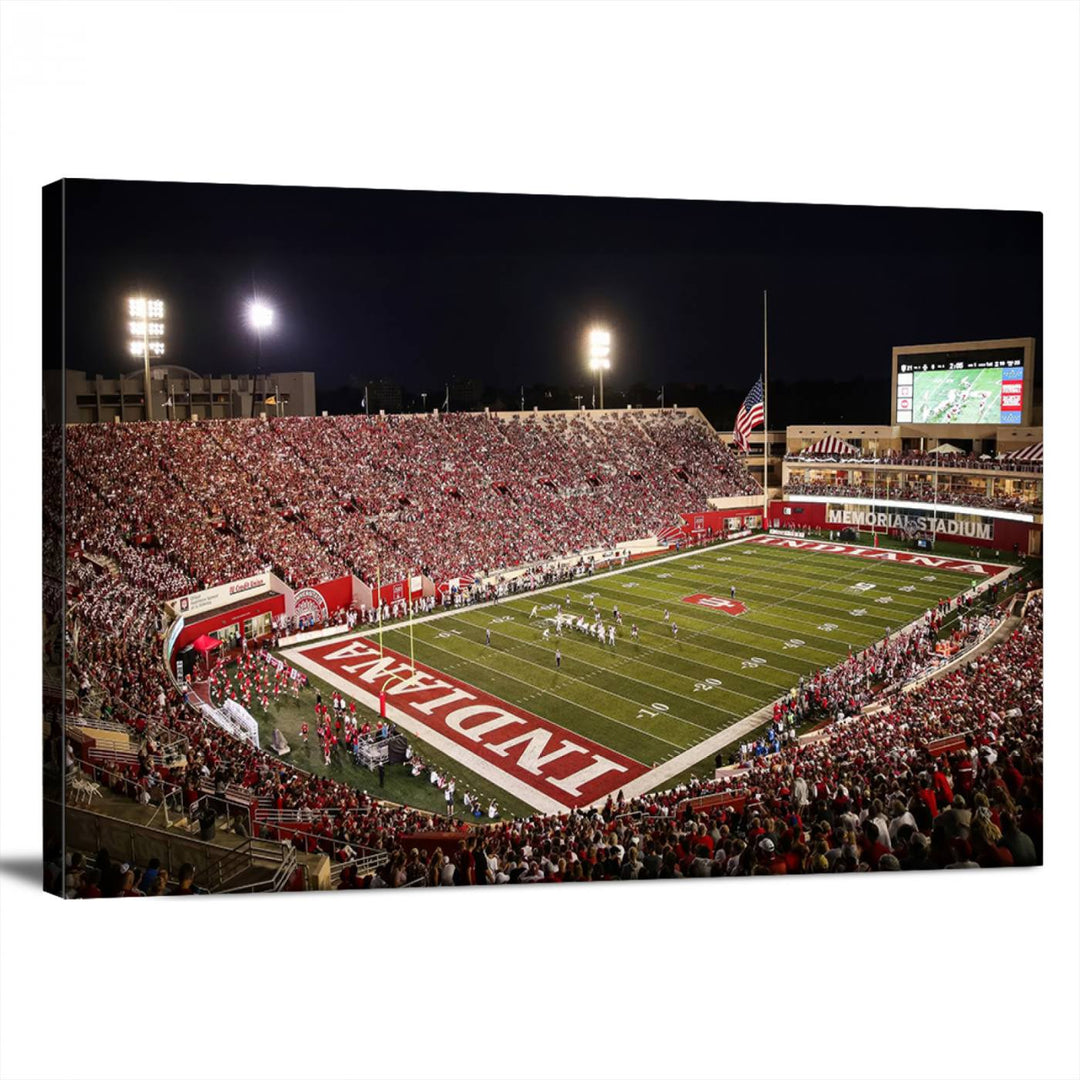 Indiana University Hoosiers Football Team Print - Bloomington Memorial Stadium Wall Art Canvas Print