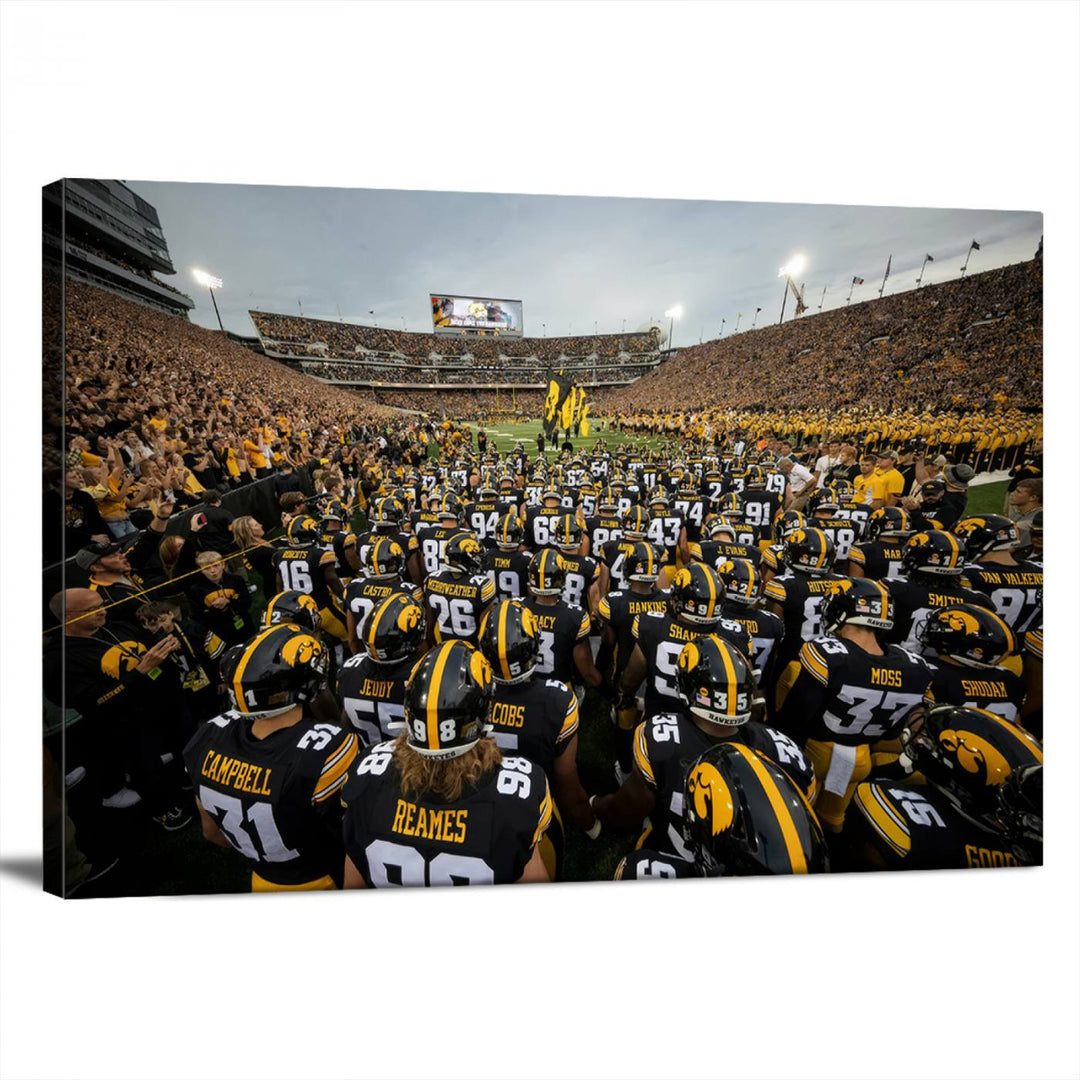 Iowa University Hawkeyes Football Team Print - Iowa City Kinnick Stadium Wall Art Canvas Print