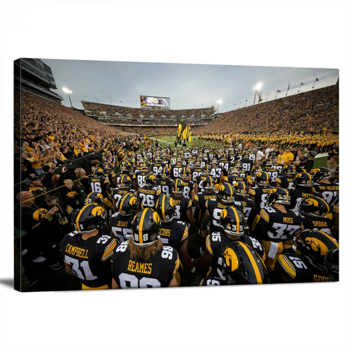 Iowa University Hawkeyes Football Team Print - Iowa City Kinnick Stadium Wall Art Canvas Print