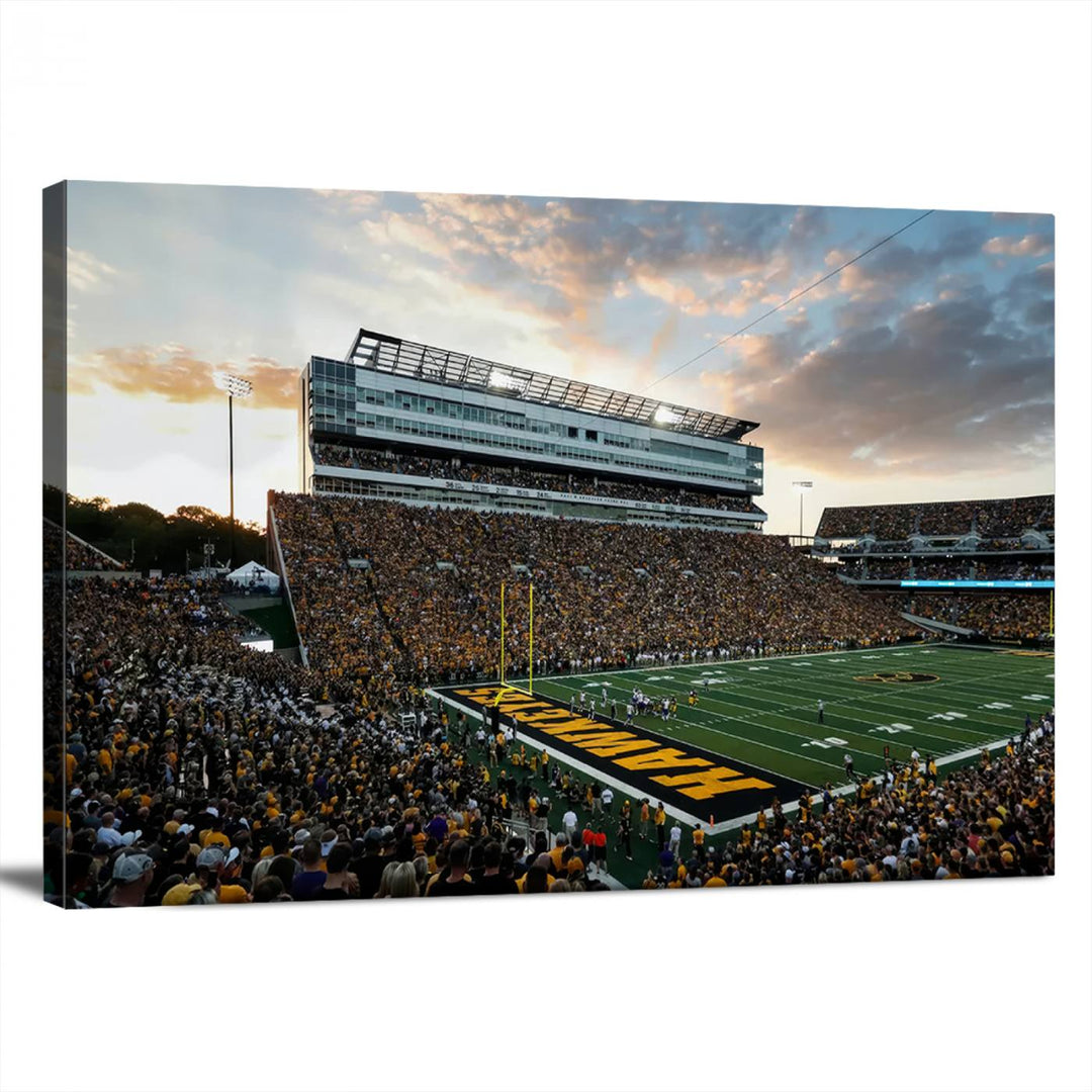 Iowa University Hawkeyes Football Team Print - Iowa City Kinnick Stadium Wall Art Canvas Print