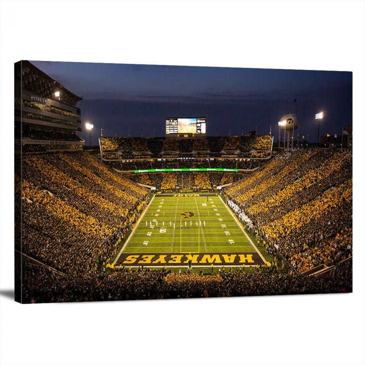 Iowa University Hawkeyes Football Team Print - Iowa City Kinnick Stadium Wall Art Canvas Print