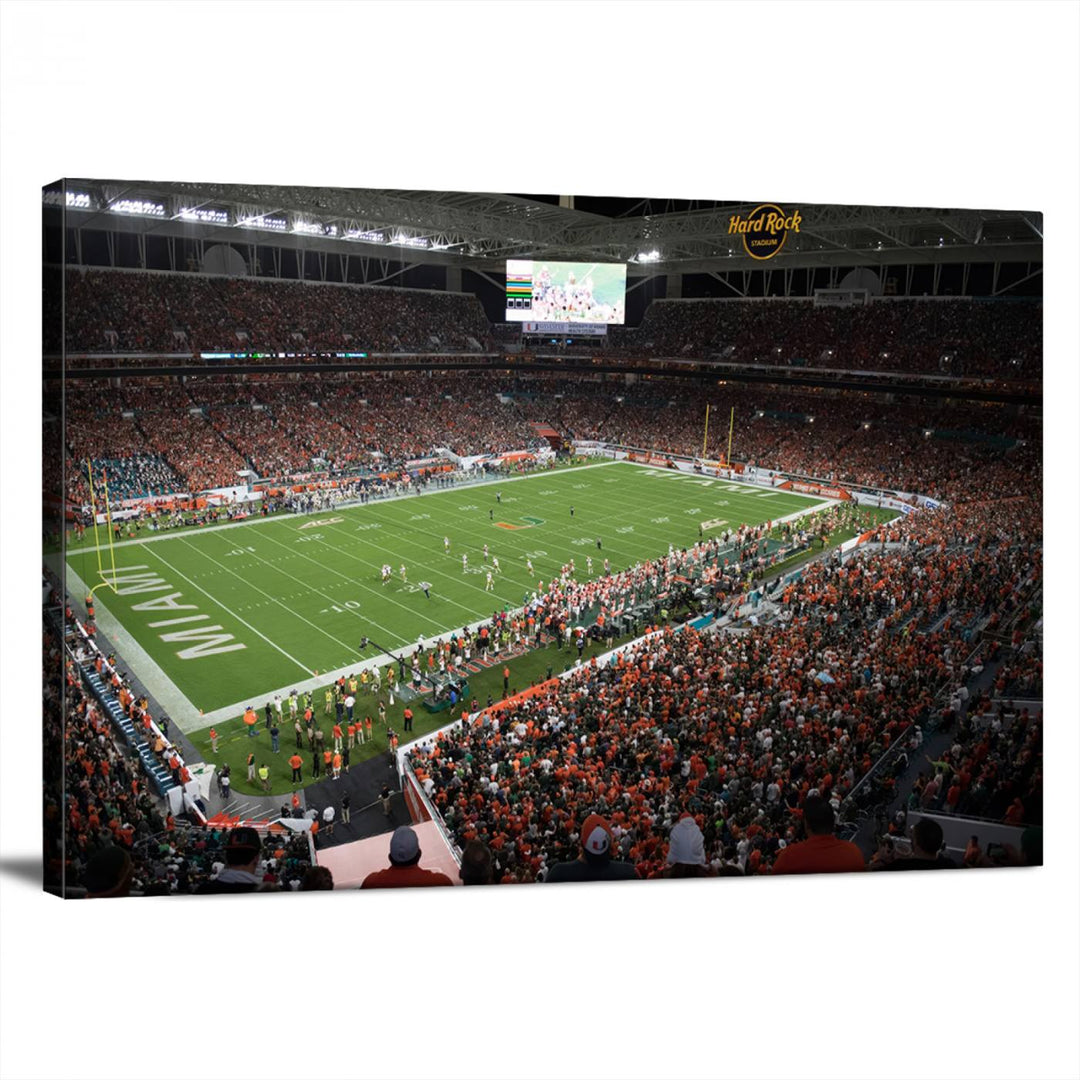 Miami Hurricanes Football Team Print - Miami Hard Rock Stadium Wall Art Canvas Print