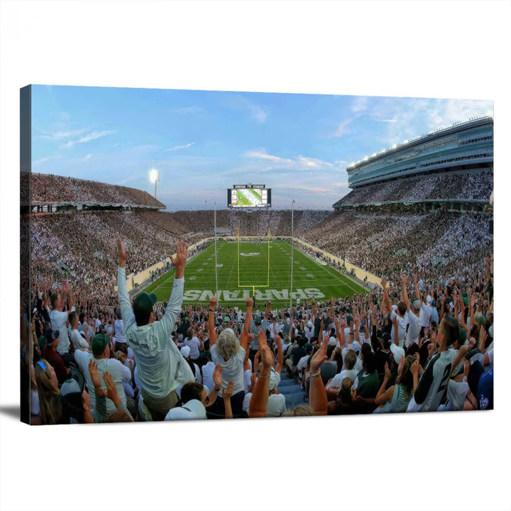 Michigan State Spartans Football Team Print - East Lansing Spartan Stadium Wall Art Canvas Print