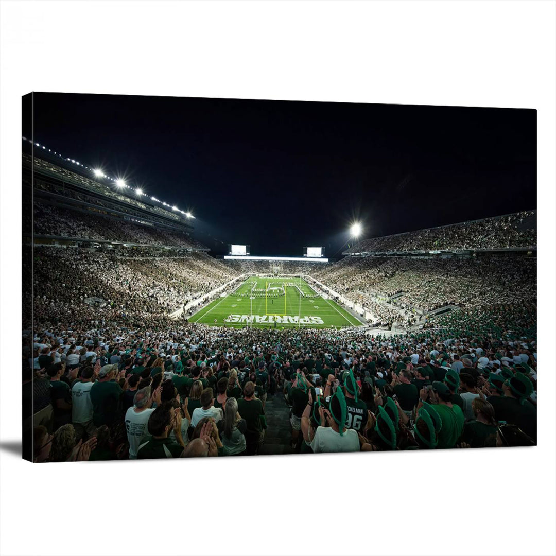 Michigan State Spartans Football Team Print - East Lansing Spartan Stadium Wall Art Canvas Print