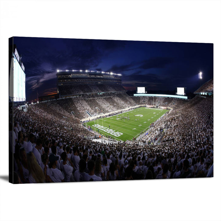 Michigan State Spartans Football Team Print - East Lansing Spartan Stadium Wall Art Canvas Print