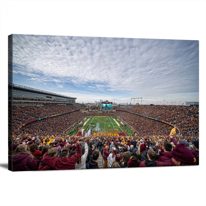 University of Minnesota Golden Gophers Football Team Print - Minneapolis Huntington Bank Stadium Wall Art Canvas Print