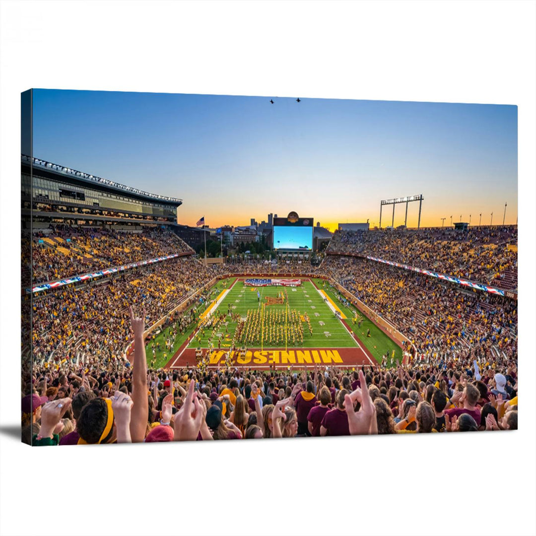 University of Minnesota Golden Gophers Football Team Print - Minneapolis Huntington Bank Stadium Wall Art Canvas Print