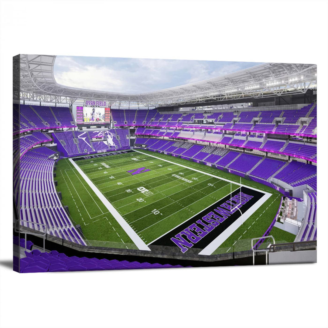 Northwestern University Wildcats Football Team Print - Evanston Ryan Field Wall Art Canvas Print