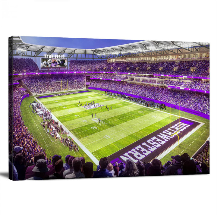 Northwestern University Wildcats Football Team Print - Evanston Ryan Field Wall Art Canvas Print