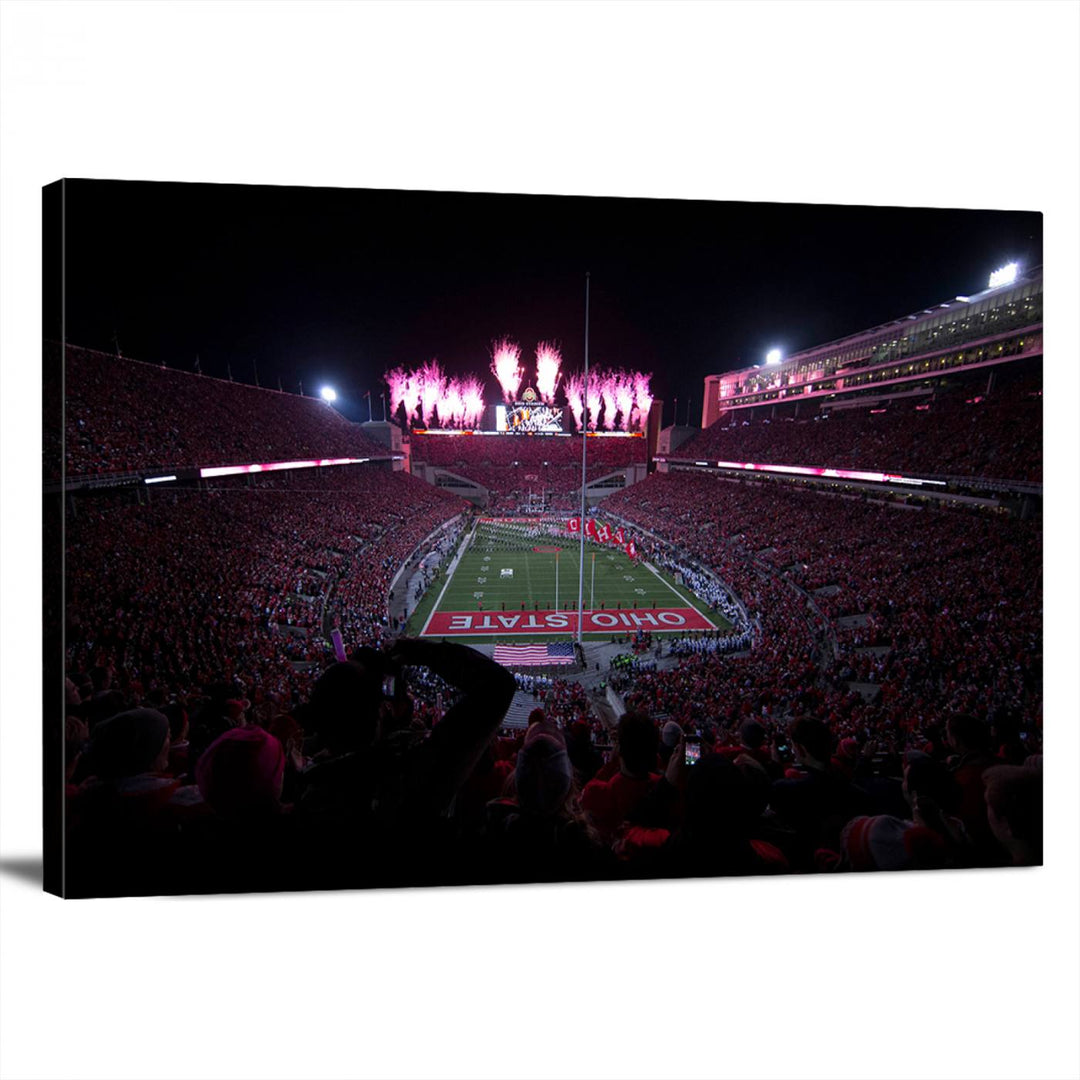 Ohio State University Buckeyes Football Team Print - Columbus Ohio Stadium Wall Art Canvas Print