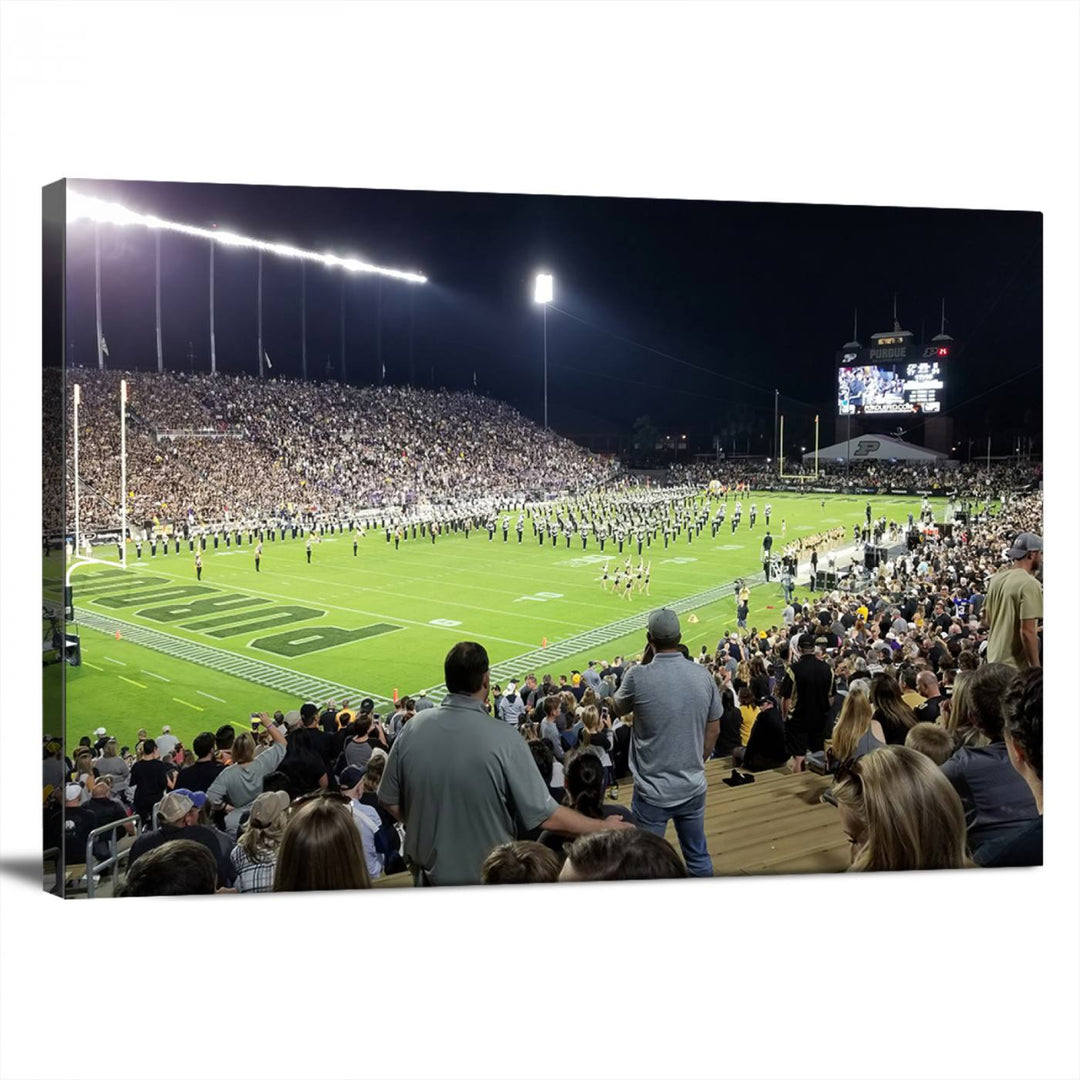 Purdue University Boilermakers Football Team Print - West Lafayette Ross-Ade Stadium Wall Art Canvas Print