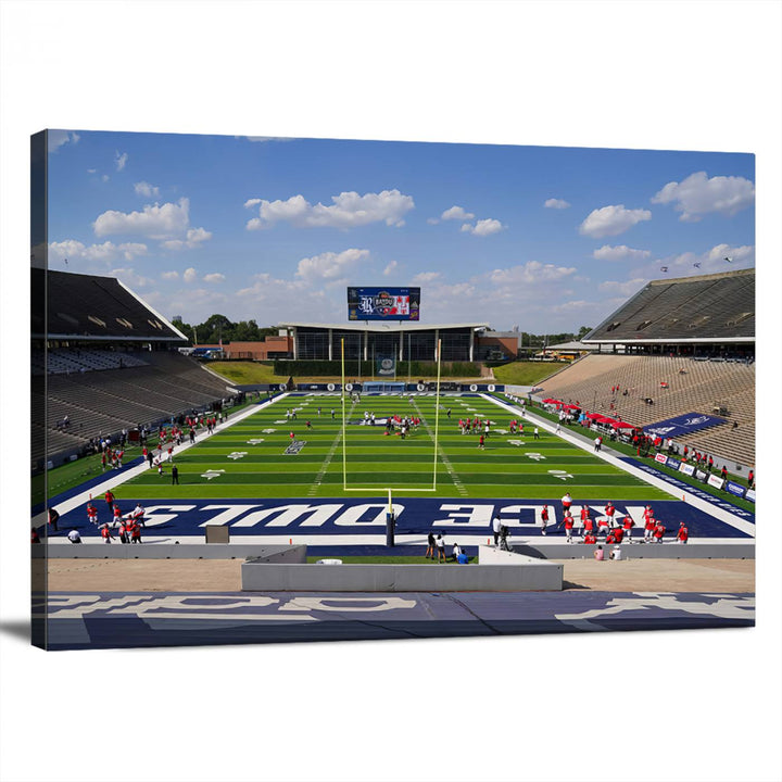 Rice University Owls Football Team Print - Houston Rice Stadium Wall Art Canvas Print