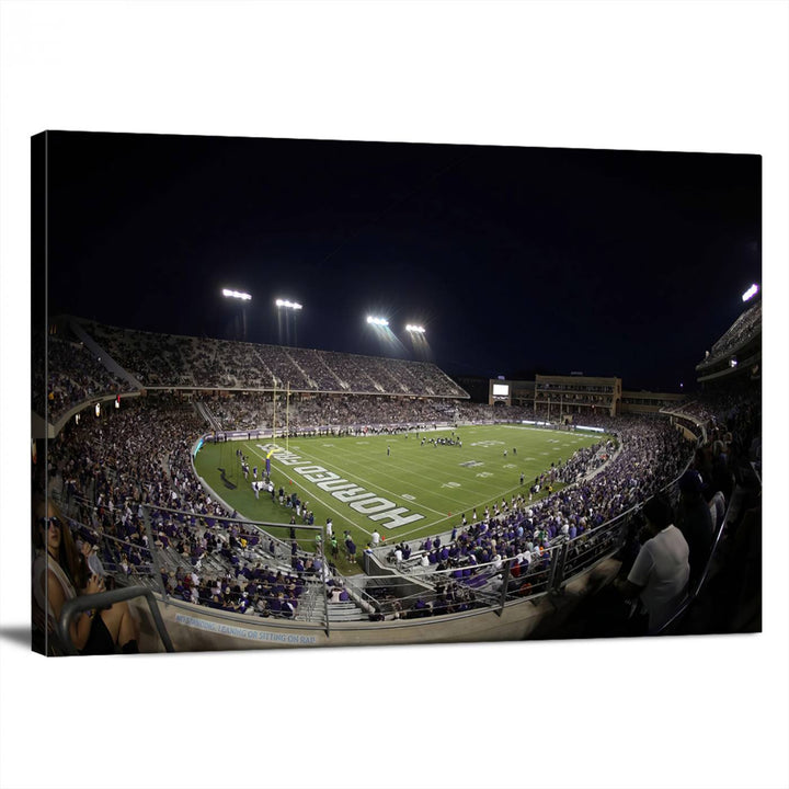 TCU Horned Frogs Football Team Print - Fort Worth Amon G. Carter Stadium Wall Art Canvas Print.