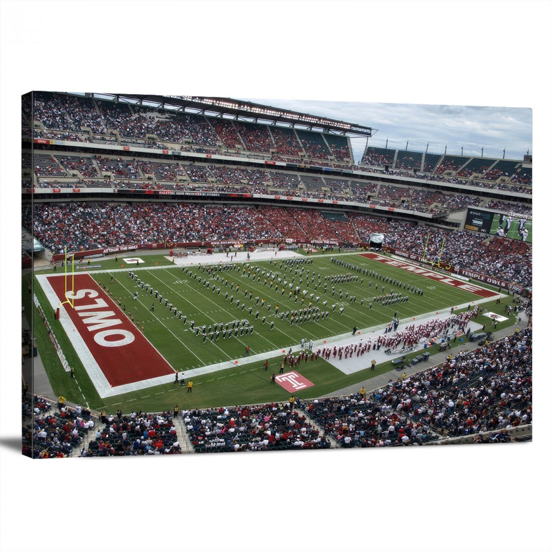 The Temple University Owls Athletics Team Print - Philadelphia Lincoln Financial Field Stadium Wall Art Canvas Print