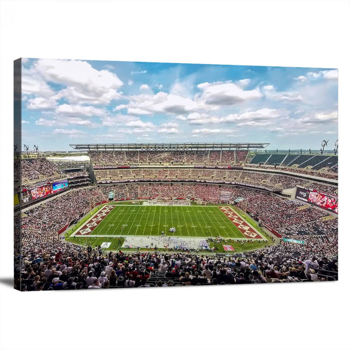 The Temple University Owls Athletics canvas print of a game at Lincoln Financial Field.