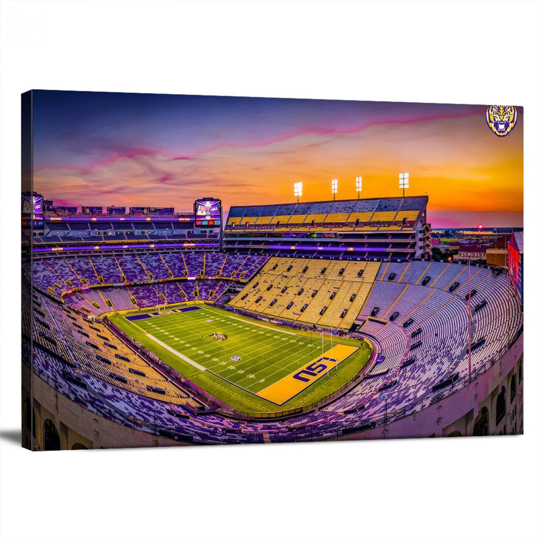 The Louisiana State University Tigers Football Team Print - Baton Rouge Tiger Stadium Wall Art Canvas Print