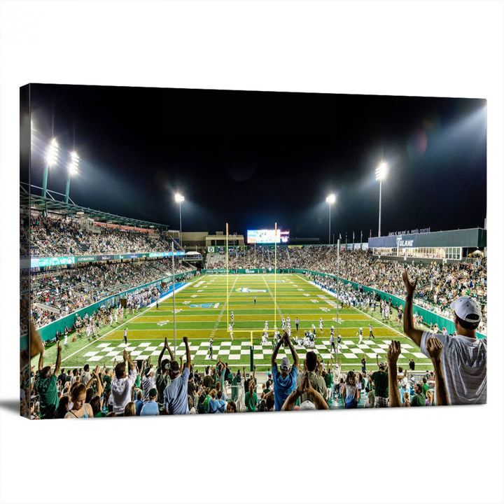 The Tulane University Green Wave Football Team Print - New Orleans Yulman Stadium Wall Art Canvas Print